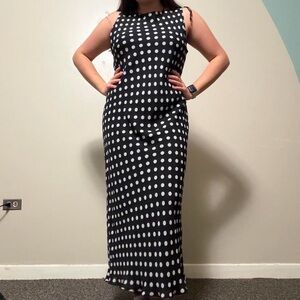 Ronni Nicole Black and White Polka Dot Maxi Dress